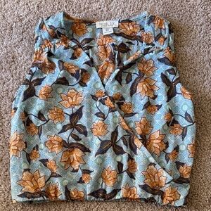 Rachel Zoe Floral Blouse - Blue and Orange